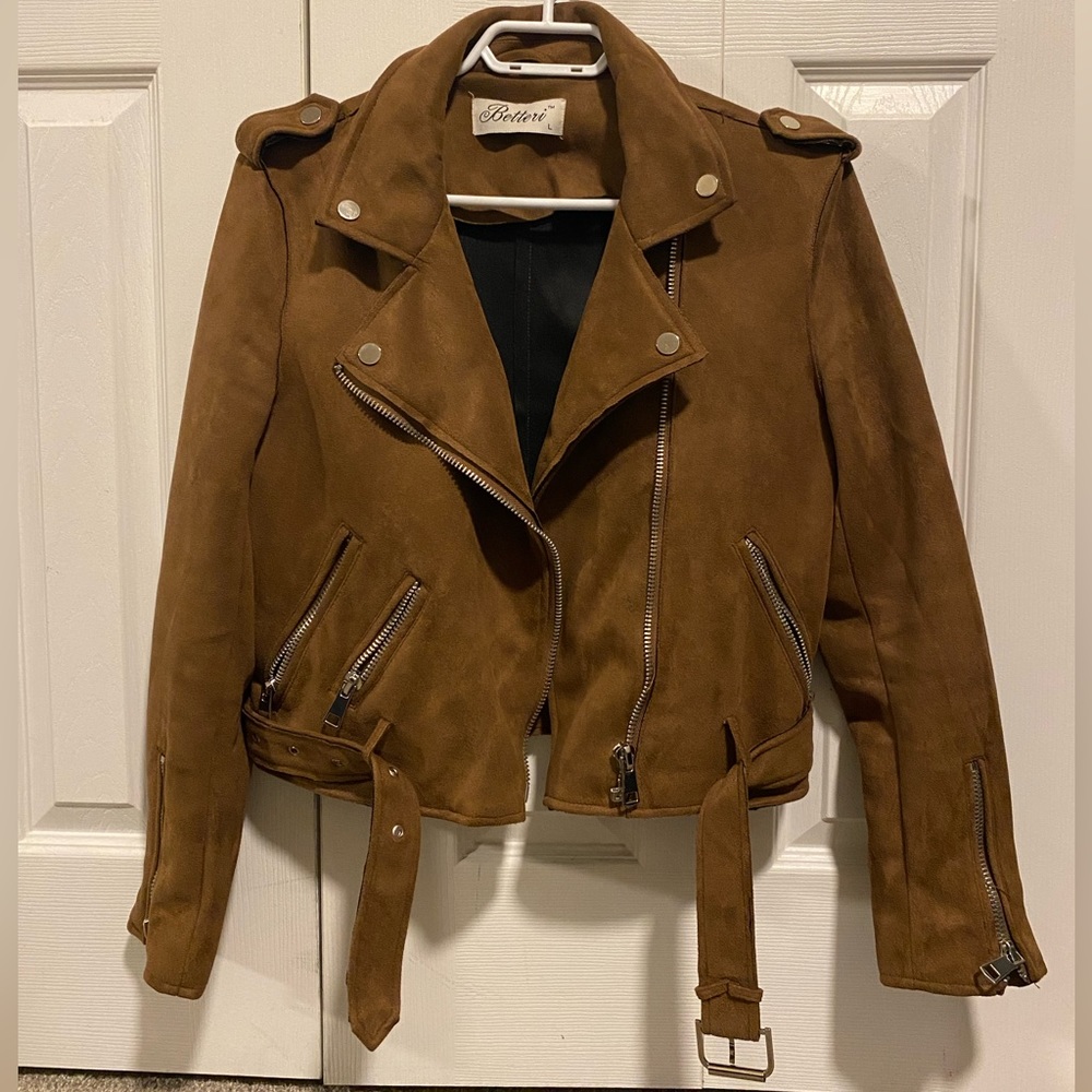 Brown Suede Moto Jacket for Women